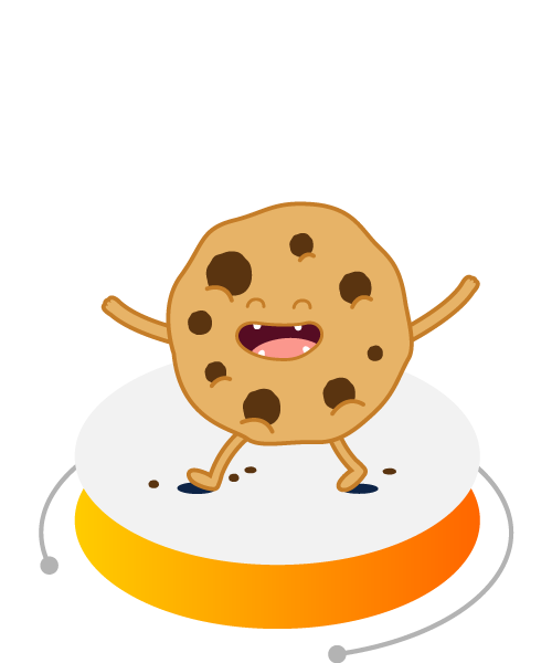 Happy Cookie with money signs above it.